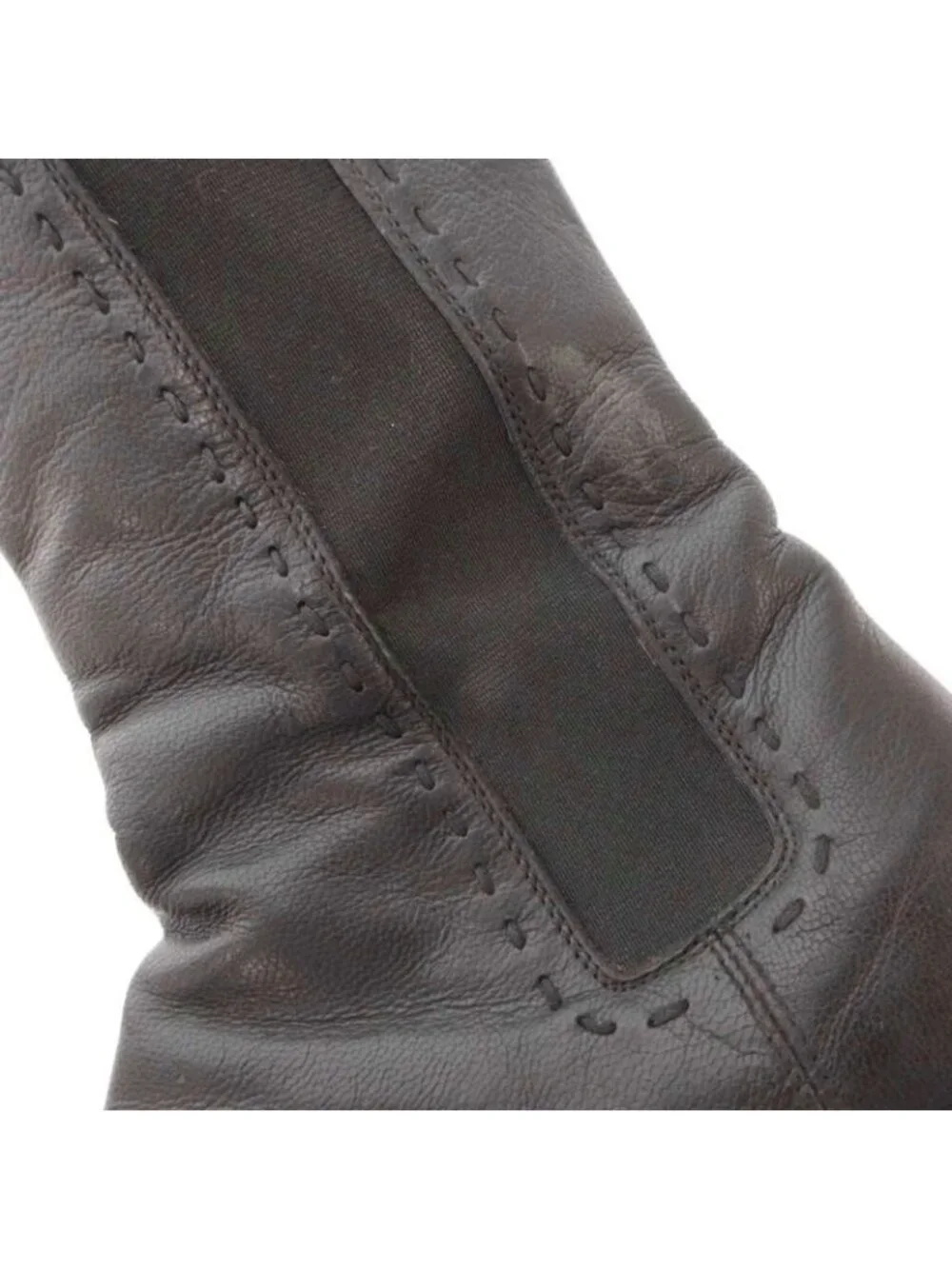 Saint Laurent Yves Side Gore Boots Long Leather 36 Black Heel - Picture 8 of 9